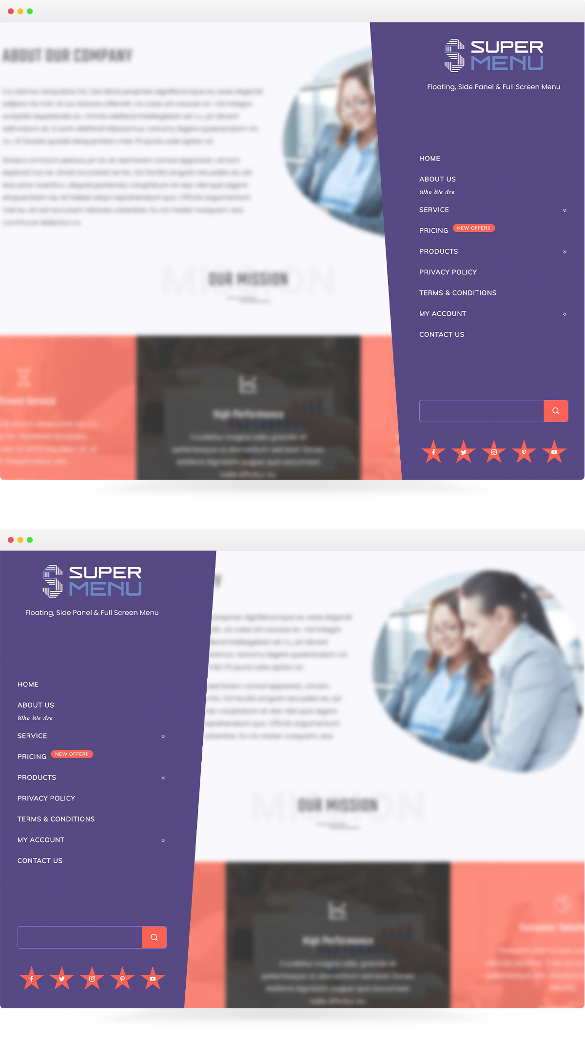 Super Floating and Fly Menu - Sticky, side, one page navigator, off-canvas menu plugin for WordPress - 12