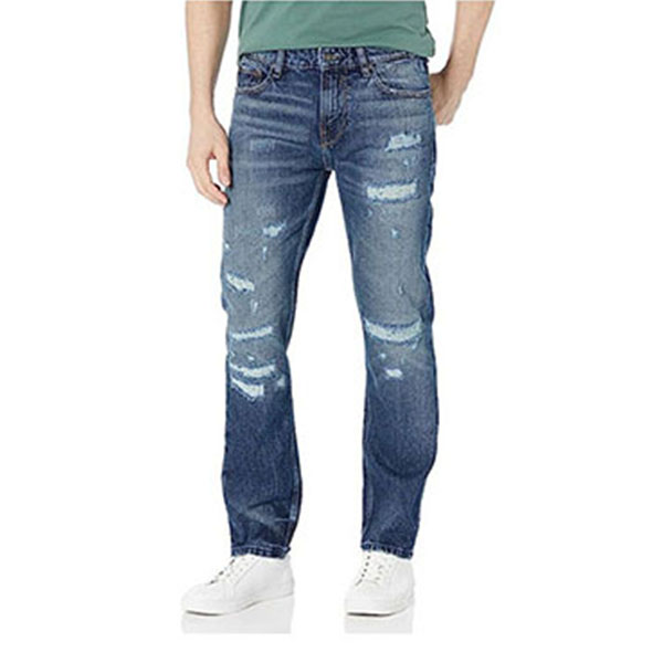 GUESS Men's Destroyed Slim Straight Jeans, Frisco, 33