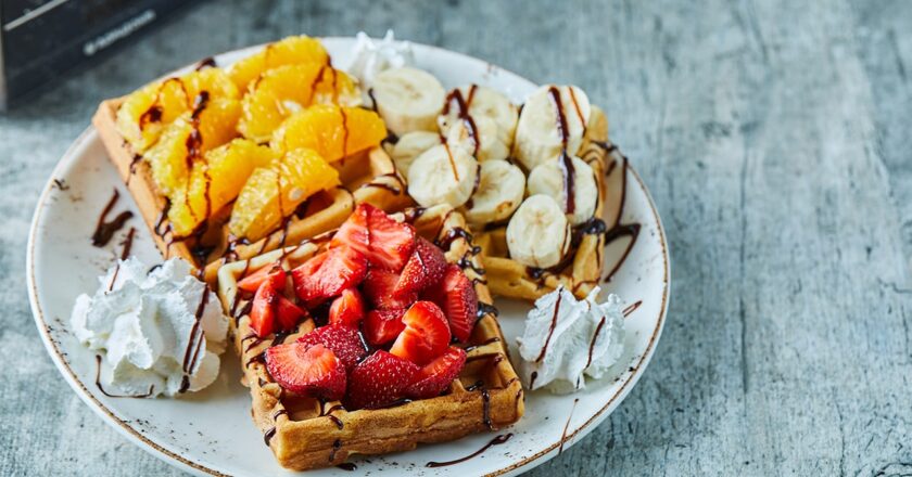 Homemade Belgian Waffle With Whipped Cream