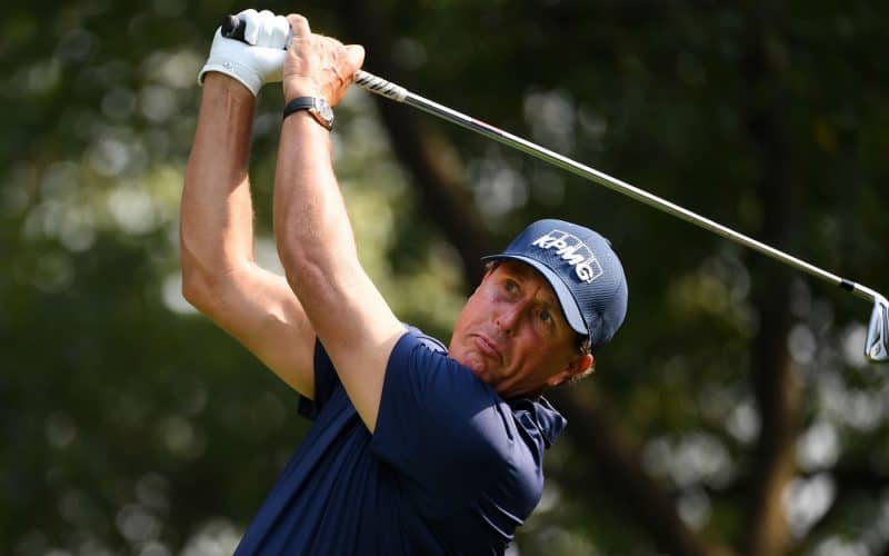 Phil Mickelson six shots behind leaders at American Express